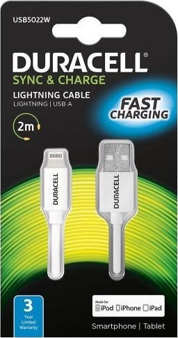 Duracell USB-A to Lightning Cable White 2m (USB5022W)