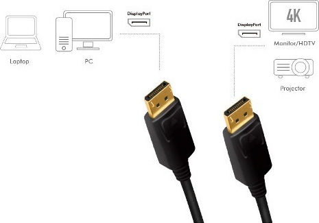 LogiLink Cable DisplayPort male - DisplayPort male 2m Μαύρο (CD0101)