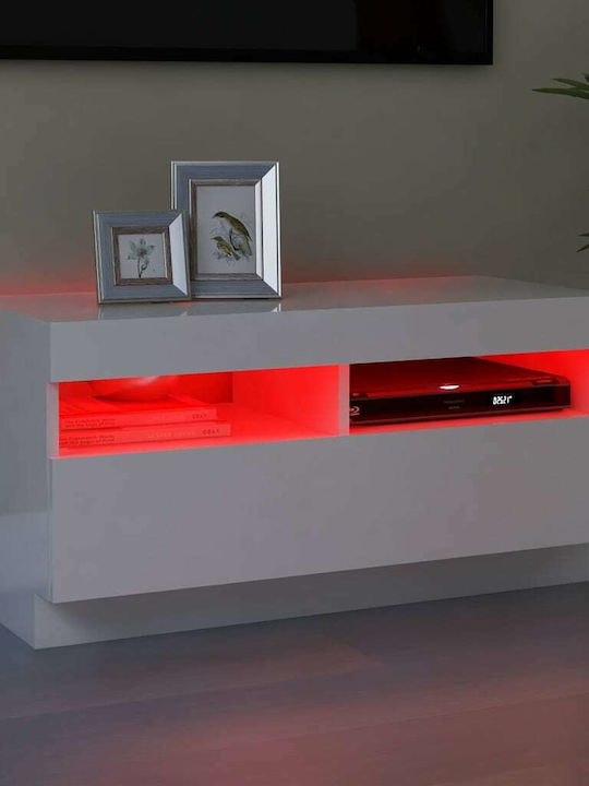 TV Stand with LED Lighting White L80xD35xH40cm