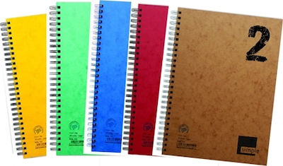 Neohart Spiral Notebook Ruled B5 60 Sheets 2 Subjects Simple 1pcs (Μiscellaneous colours)