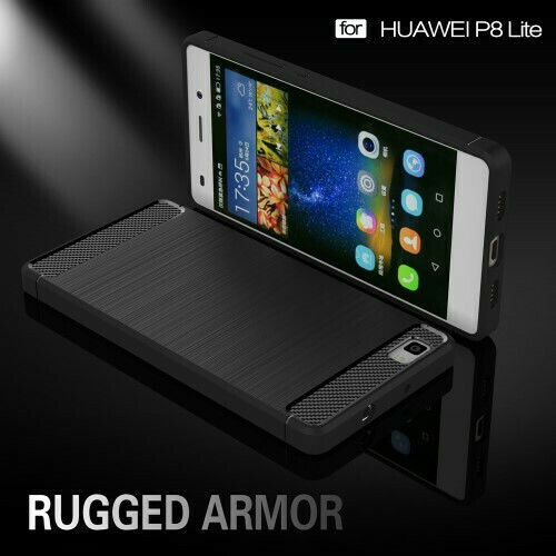 Brushed Tpu Carbon Spate Tpu Back Cover Silicon Negru (Huawei P8 Lite)