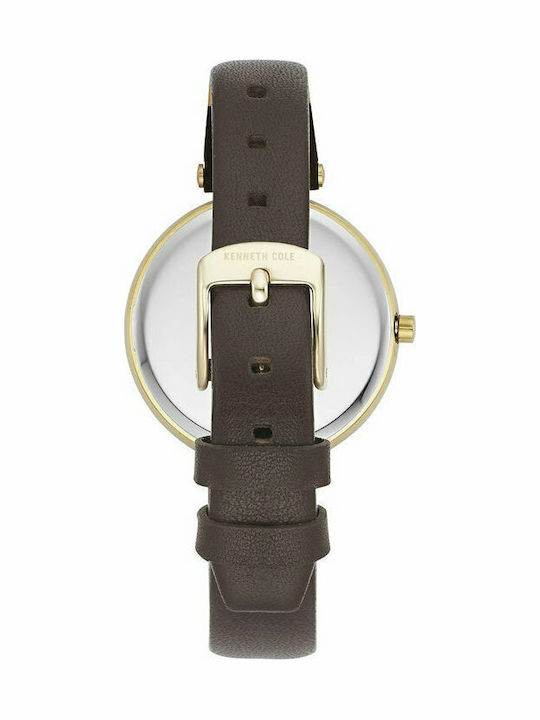 Kenneth Cole Γυναικείο Ρολόι 34mm Μπαταρίας με Καφέ Δερμάτινο Λουράκι