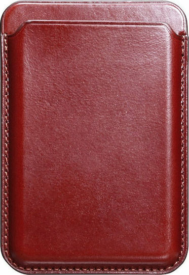 iCarer MagSafe Θήκη Καρτών Leather σε Κόκκινο χρώμα