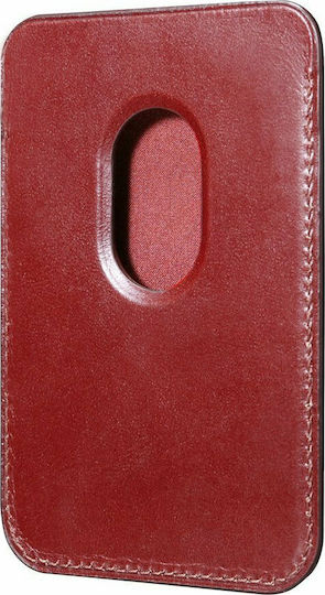 iCarer MagSafe Θήκη Καρτών Leather σε Κόκκινο χρώμα