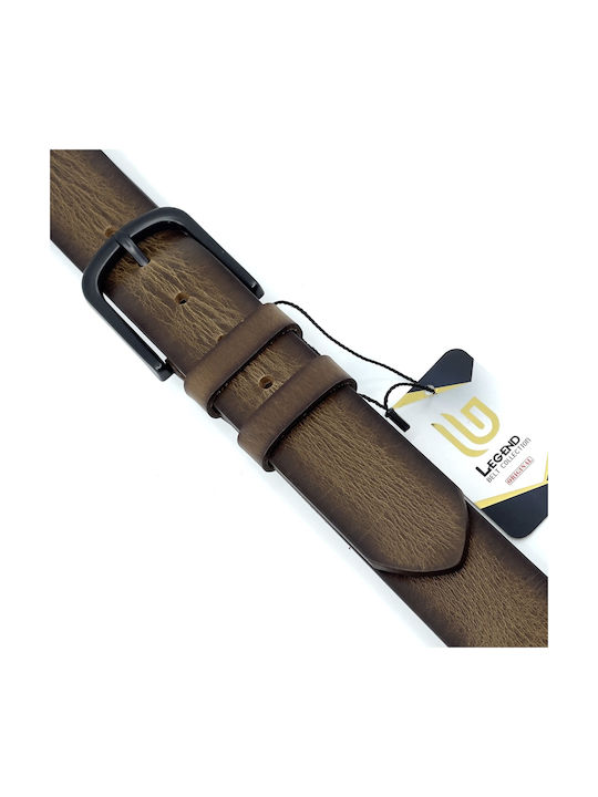 Wide Men's Belt Leather Brown L-101-A COFFEE