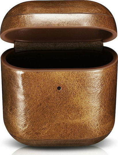 iCarer Oil Wax Case Leather in Brown color for Apple AirPods 1 / AirPods 2