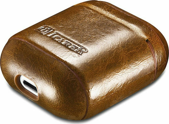 iCarer Oil Wax Case Leather in Brown color for Apple AirPods 1 / AirPods 2