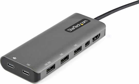 StarTech USB-C Docking Station with HDMI/DisplayPort 4K PD Ethernet and Support for 2 Monitors Silver (DKT31CMDPHPD)