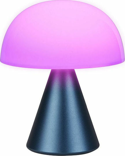 Lexon Mina Metall Tischlampe LED mit Weiß Schirm und Blau Basis