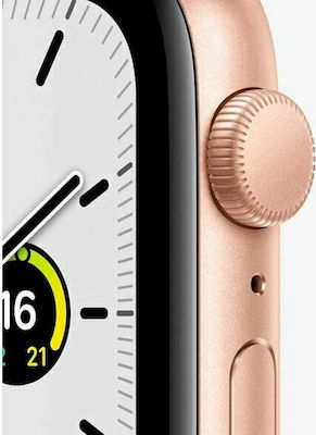 Apple Watch SE Aluminium 44mm Waterproof with Heart Rate Monitor (Gold with Starlight Sport Band)