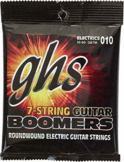 GHS Strings Boomers 7-String Einstellen Vernickelter Stahl E-Gitarrensaiten 10 - 60" Medium