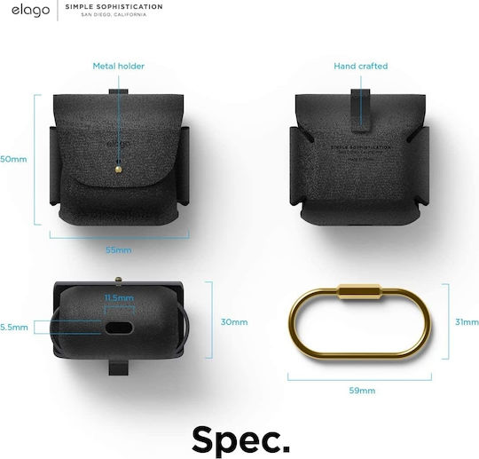 Elago Leather Case with Keychain Black for Apple AirPods 3
