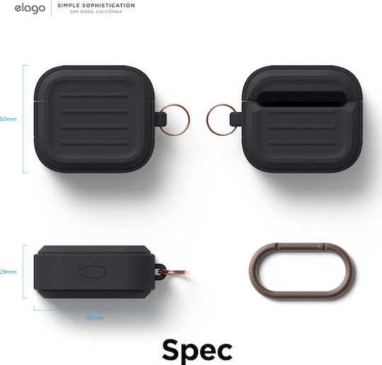 Elago Armor Hang Silicone Case with Keychain Black for Apple AirPods 3