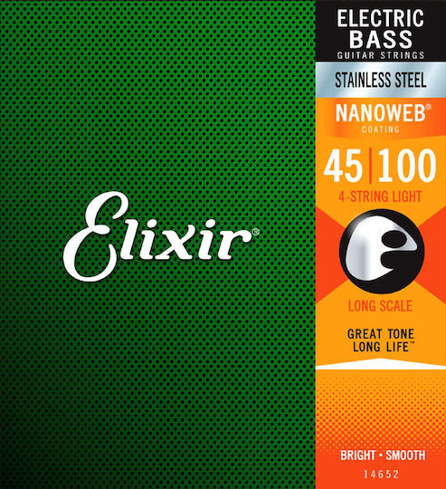 Elixir Nanoweb Set Corzi Pentru Bas Oțel Inoxidabil 45 - 100