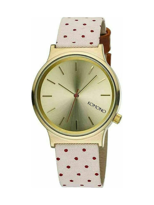 Komono Uhr mit Beige Stoffarmband