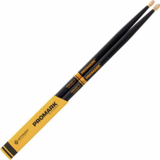 Promark Hickory Палчици Барабани Rebound Active Grip 7A с Форма на Връх Жълъд в Черен Цвят