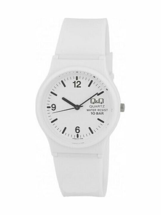Q&Q Γυναικείο Ρολόι 34mm Μπαταρίας με Λευκό Καουτσούκ Λουράκι