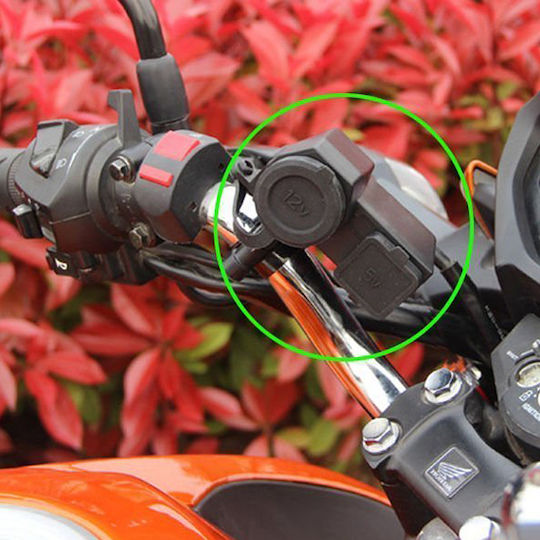 Rezistent la apă Încărcător pentru Motocicletă 2.1A cu Porturi: 1xUSB & 1xBriquet