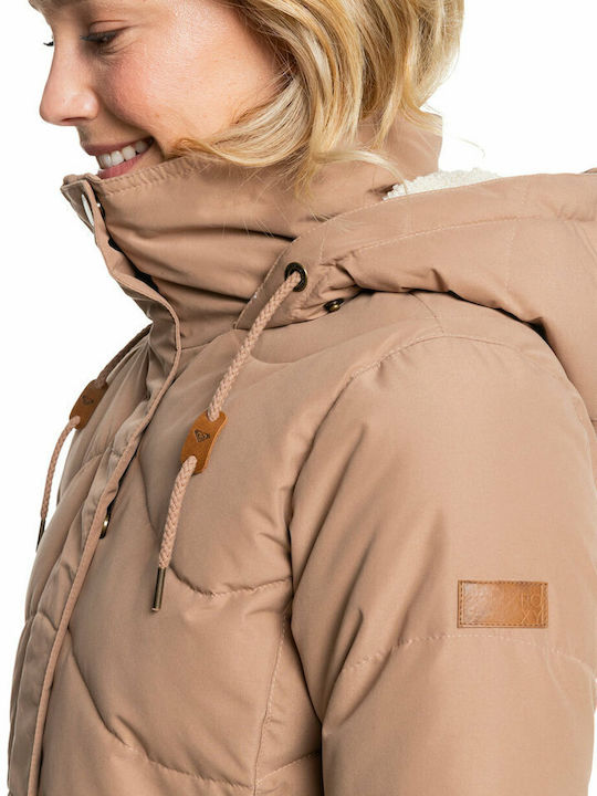 Ellie Μακρύ Γυναικείο Puffer Μπουφάν με Γούνινη Κουκούλα για Χειμώνα Woodsmoke