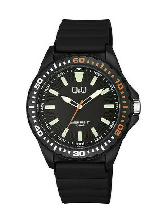 Q&Q Watch Battery with Black Rubber Strap VS16J011Y