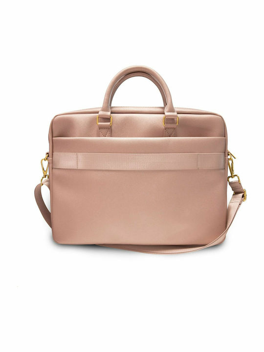 Guess Vintage Script Tasche Schulter / Handheld für Laptop 15.6" in Rosa Farbe