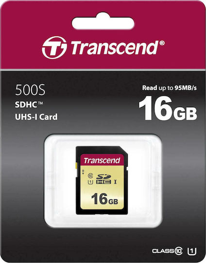 Transcend 500S SDHC 16GB Class 10 U1 V30 UHS-I