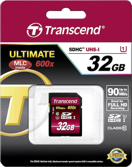 Transcend Ultimate 600x SDHC 32GB Class 10 U1 UHS-I