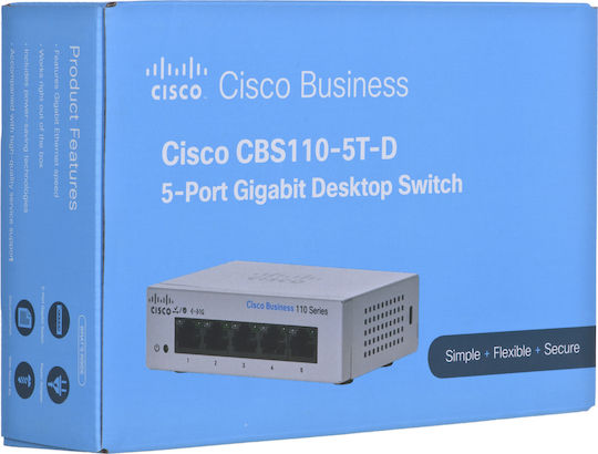 Cisco CBS110-5T-D Unmanaged L2 Switch with 5 Gigabit (1Gbps) Ethernet Ports