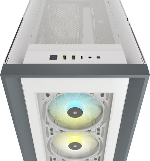 Corsair iCUE 5000X RGB Gaming Midi-Turm Computergehäuse mit Seitenfenster Weiß