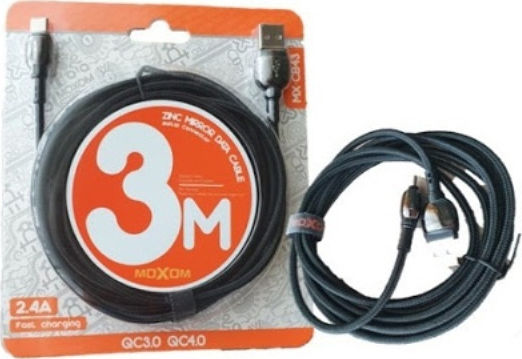 Moxom Braided USB 2.0 to micro USB Cable Ασημί 3m (MX-CB43)