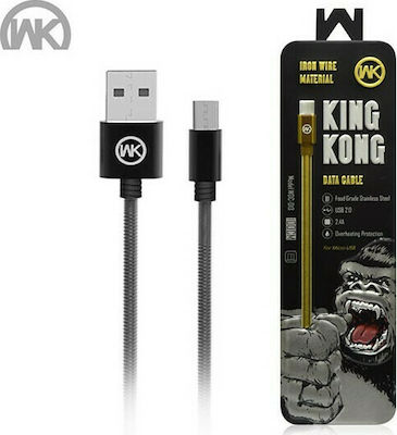 WK Braided USB 2.0 to micro USB Cable Μαύρο 1m (WDC-013BK)