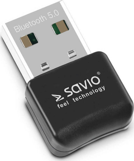Savio BT-050 USB Bluetooth 5.0 Адаптер с Обхват 10м Черен