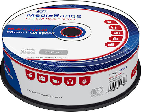 MediaRange Επανεγγράψιμα CD-RW 12x 700MB Cake Box 10τμχ