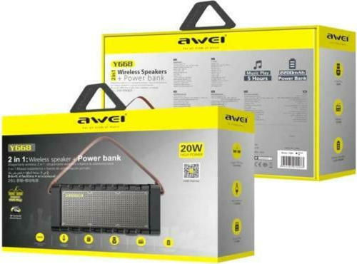 Awei Y668 Bluetooth Speaker 20W with Battery Life up to 5 hours Black
