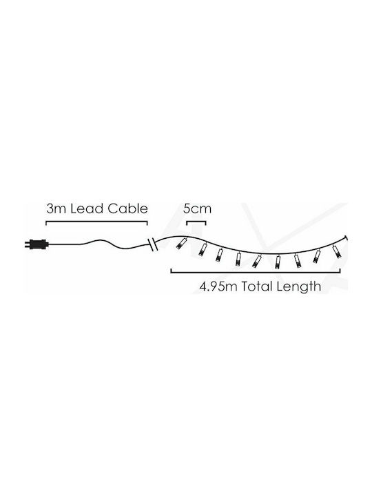 100 Lights LED 5m. Blue in String 1pcs