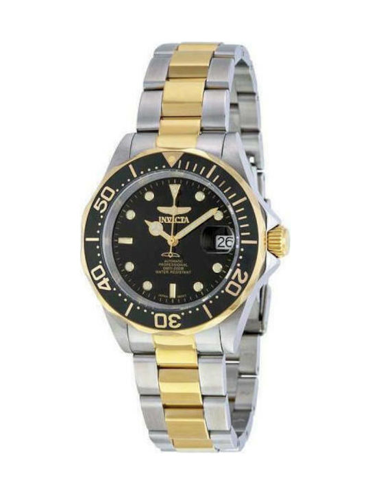 Invicta Pro Diver Ανδρικό Ρολόι 40mm Αυτόματο με Ασημί Μεταλλικό Μπρασελέ