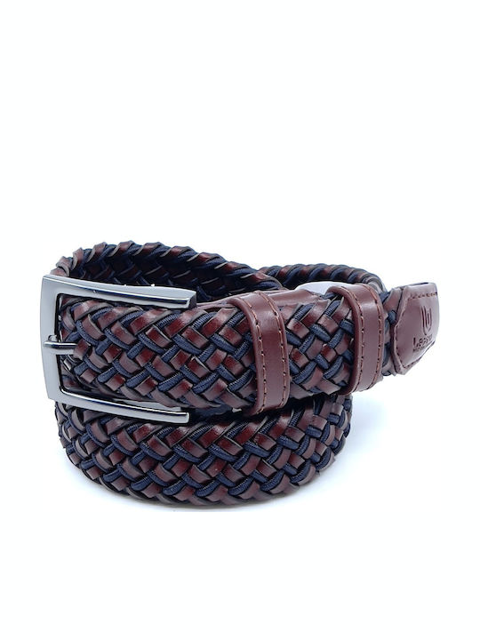 Elastic Men's Belt Knitted Brown / Navy Blue