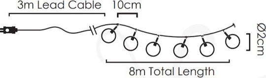 100 Λαμπάκια LED 11μ. Θερμό Λευκό σε Σειρά
