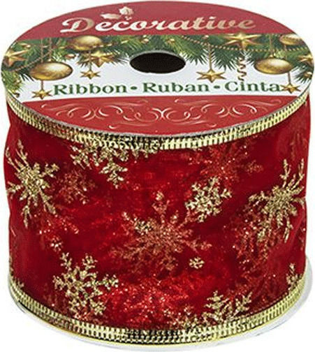XMASfest Christmas with Glitter 5.5m Christmas Ribbon Red 550x6.3cm 1pc