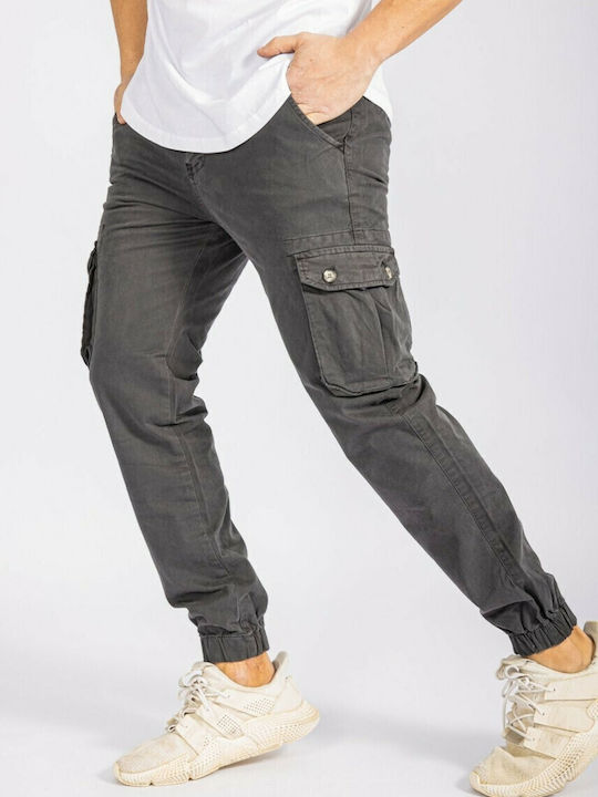 Trousers Cargo Elastic in Slim Fit Gray