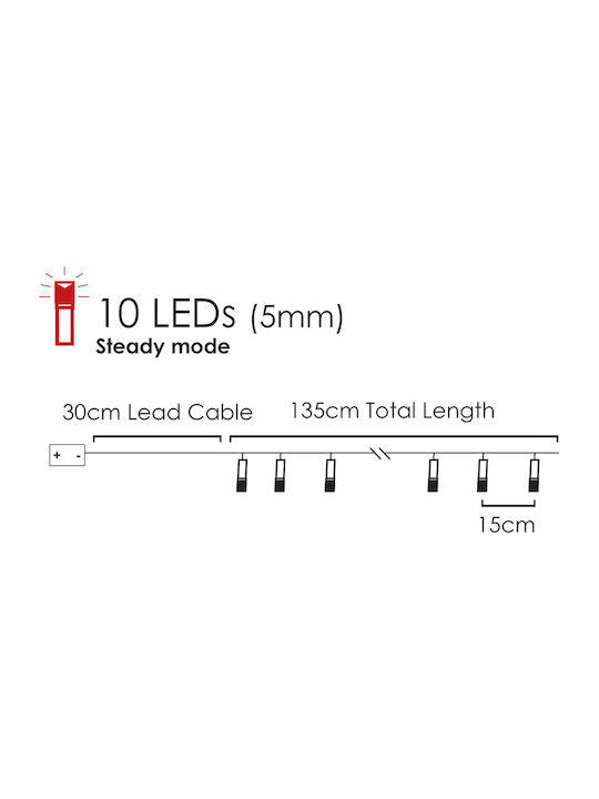 10 Becuri de Crăciun LED 1.35Pentruunsitedecomerțelectronicîncategoria"LuminideCrăciun",specificațiileunitățiisunturmătoarele: Alb cald Baterie în Șir de caractere cu Cablu transparent Christmas Motifs Aca