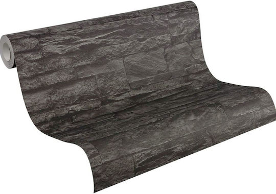 Ταπετσαρία Τοίχου Wood Stone Βινυλίου Charcoal 1000x53cm Πλενόμενη Ταπετσαρία Τοίχου Wood Stone Βινυλίου Charcoal 1000x53cm Πλενόμενη