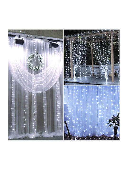 600 Lichterketten LED 3m. x 600cm Kaltes Weiß Typ Vorhang 1Stück