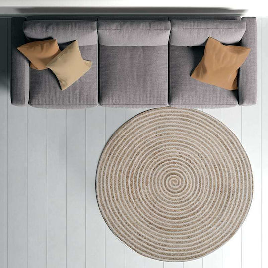 Inart Jute Καλοκαιρινό από Γιούτα Φ120cm Μπεζ / Λευκό