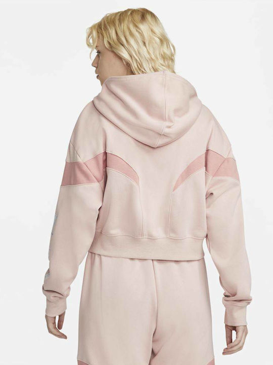Nike Γυναικεία Φούτερ Ζακέτα με Κουκούλα Pust Pink