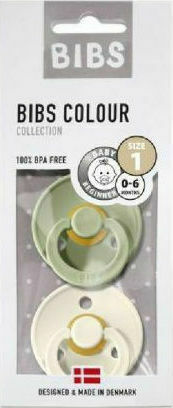 Bibs Πιπίλες Καουτσούκ για 0-6 μηνών Colour Sage / Ivory 2τμχ