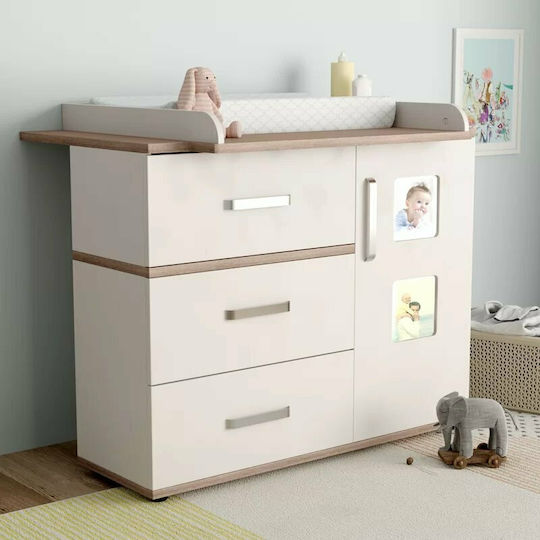 Pierrot Baby Dresser with 3 Drawers White 102x78x117cm