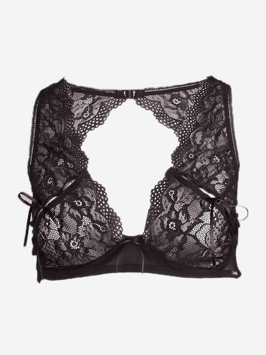 Norddiva Lingerie Spitzen Unterwäsche-Set für Damen Bralette mit Zeichenfolge Schwarz