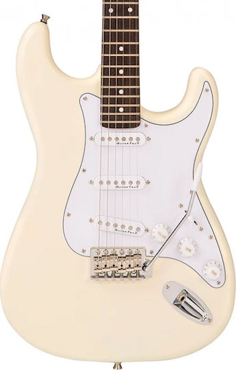 Encore E6 Pack Set Electric Guitar Stratocaster with SSS Pickup Configuration Vintage White with Case
