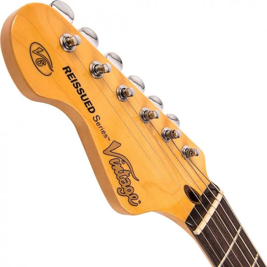 Vintage V6 ReIssued Electric Guitar for Left-handed Stratocaster with SSS Pickup Configuration Sunset Sunburst